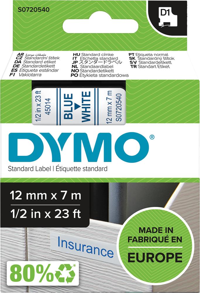 Schriftband D1 45014 blau/weiß 12mmx7m DYMO