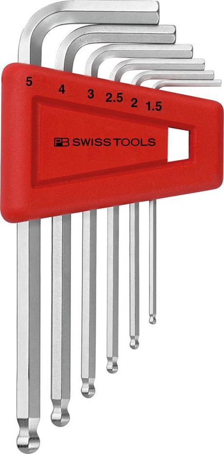 Winkelschraubendreher- Satz im Kunststoffhalter 6-teilig 1,5-5mm Kugelkopf PB Swiss Tools