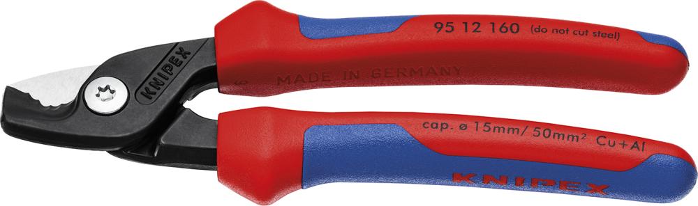 Kabelschere mit Mehrkomponenten-Griffen 160mm schlanke Kopfform KNIPEX