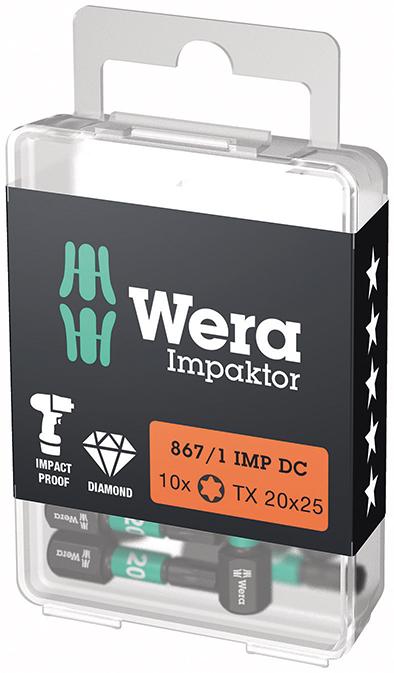 Bit Impaktor 1/4" DIN 3126 C6,3 T20x25mm 10er Pack Wera