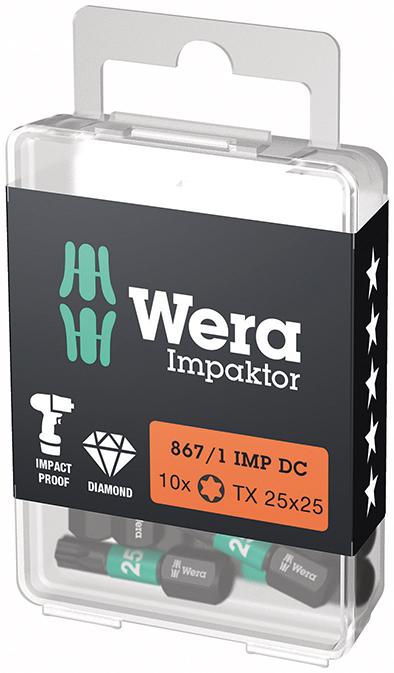 Bit Impaktor 1/4" DIN 3126 C6,3 T25x25mm 10er Pack Wera