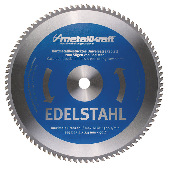 Sägeblatt für Edelstahl Metallkraft Ø 355 x 2,4 x 25,4 mm