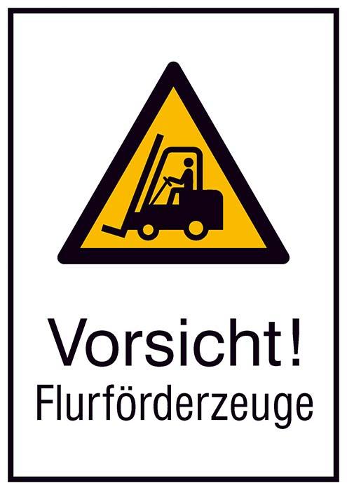 Warnschild Aluminium B262xH371 mm Vorsicht Flurförderzeuge