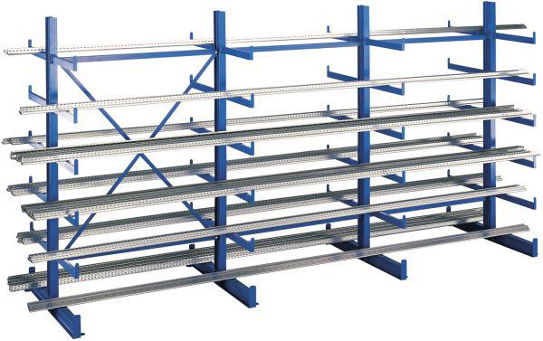 Kragarmregal K1000 B3750xT2x500xH2000 mm blau Tragkraft 4800kg je Seite