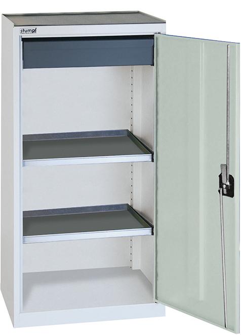 Beistellschrank B500xT500xH1000 mm RAL7035 1 Schublade, 2 Wannen