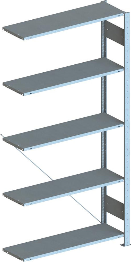 Steckregal Meta-CLIP S3 B1000xT400xH2000 mm Anbaufeld 5 Böden RAL7035 Fachlast 100kg