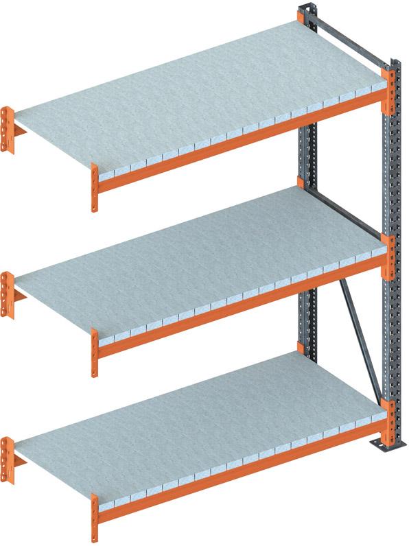 Großfachregal MULTIPAL S B1825xT800xH2700 mm Anbaufeld 4 Böden Fachlast 1800kg