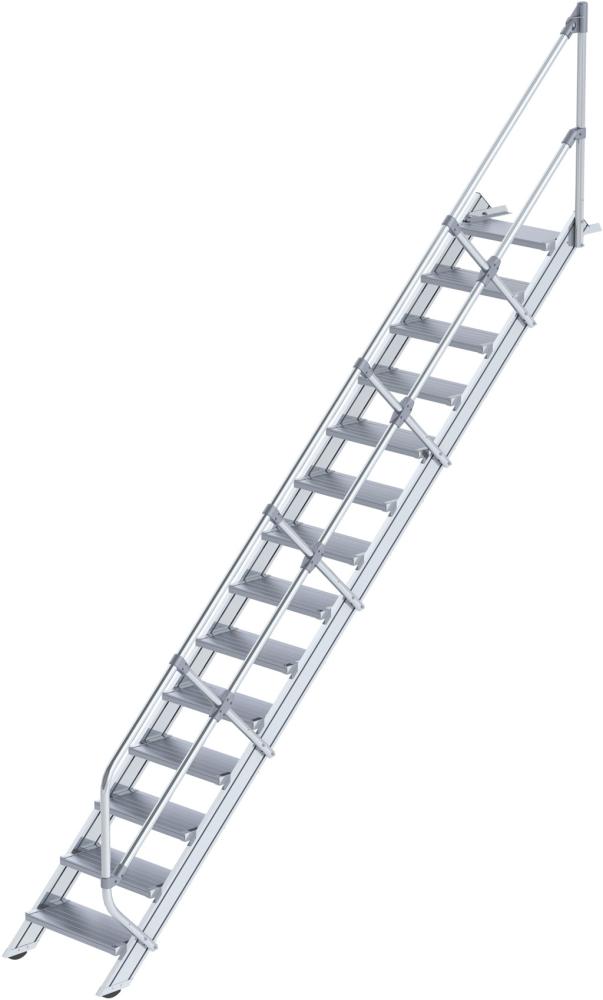 Alu-Treppe 45 Grad 14 Stufen B 600 mm lichte Höhe 2910 mm Ausladung 3179 mm