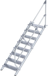 Alu-Treppe 45 Grad 8 Stufen B 800 mm lichte Höhe 1670 mm Ausladung 1924 mm