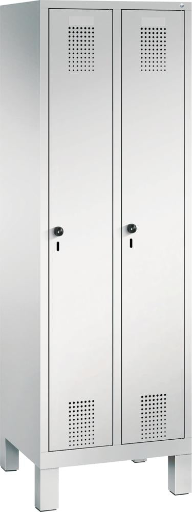 Garderobenschrank Evolo B610xT500xH1850 mm 2 Abteile,RAL7035 mit Kunststoff-Füße