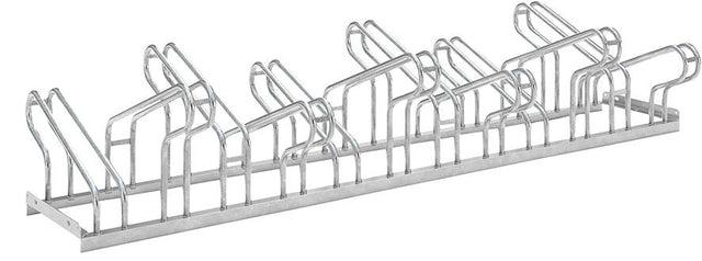 Fahrrad-Bügelparker zweiseitig, verzinkt L 2100 mm, 12 Plätze