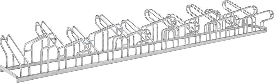 Fahrrad-Bügelparker zweiseitig, verzinkt L 3500 mm, 20 Plätze