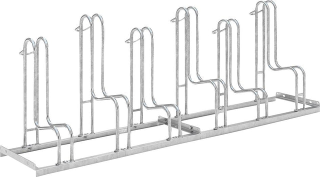 Fahrrad-Standparker einseitig, verzinkt L 2100 mm, 6 Plätze