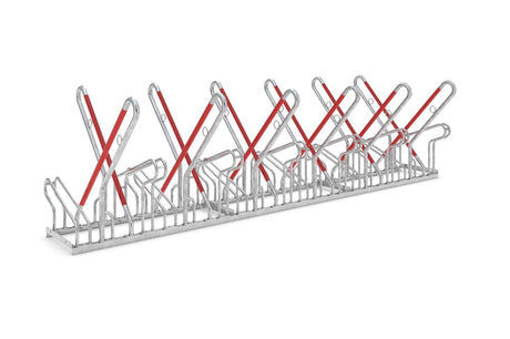 Fahrrad-Anlehnparker zweiseitig, verzinkt L 3240 mm, 12 Plätze