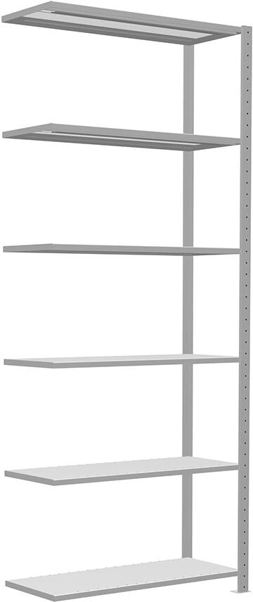 Steckregal B1000xT400xH2500 mm Anbaufeld 6 Böden vzk Fachlast 150kg