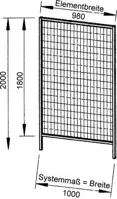 Vario-Eckelement Maschinenschutzgitter B230-250xH2000mm RAL 1 018