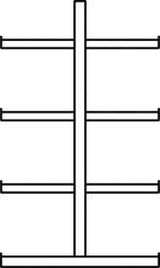 Kragarmregal L Grundfeld B1000xT2x500xH2000 mm doppelseitig RAL 5010 2x4 Arme Traglast 175kg