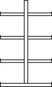 Kragarmregal L Anbaufeld B1000xT2x600xH2000 mm doppelseitig RAL 5010 2x4 Arme Traglast 140kg