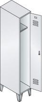 Garderobenschrank ClassicB420xT500xH1850 mm RAL 7035/5012, 1 Abteil mit 150 mm hohen Füßen