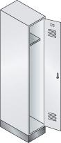 Garderobenschrank Classic B320xT500xH1850 mm RAL 7035, 1 Abteil mit 100 mm hohem Sockel