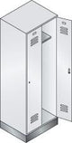 Garderobenschrank Classic B610xT500xH1850 mm RAL 7035, 2 Abteile mit 100 mm hohem Sockel