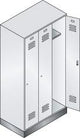 Garderobenschrank Classic B900xT500xH1850 mm RAL 7035/5012, 3 Abteile mit 100 mm hohem Sockel