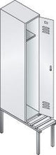 Garderobenschrank ClassicB420xT500xH2090 mm RAL 7035, 1 Abteil mit untergeb. Sitzbank