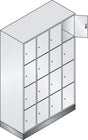 Fächerschrank Classic B1190xT500xH1800 mm RAL 7035/5012,4x4 Fächer mit 100 mm hohem Sockel