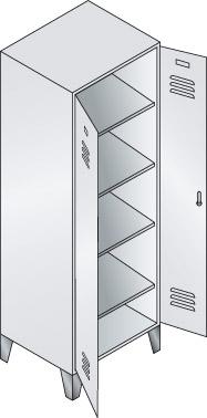 Garderobensch. 4 FB. m. Füssen RAL7035 H 1850 mm