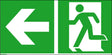 Fluchtwegschild Alu B400xH200 mm Notausgang links mit Pfeil links langnachleuchtend