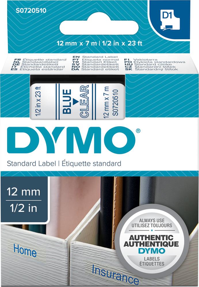 Schriftband D1 45011 blau/transparent 12mmx7m DYMO