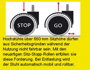 Arbeitsstuhl Kunstleder schwarz Sitzhöhe 620-870 mm mit Rollen/Fußring