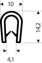 Kantenschutz flexibel schwarz, Klemmbereich 1,0-4,5mm, 10x14,5mm 10m