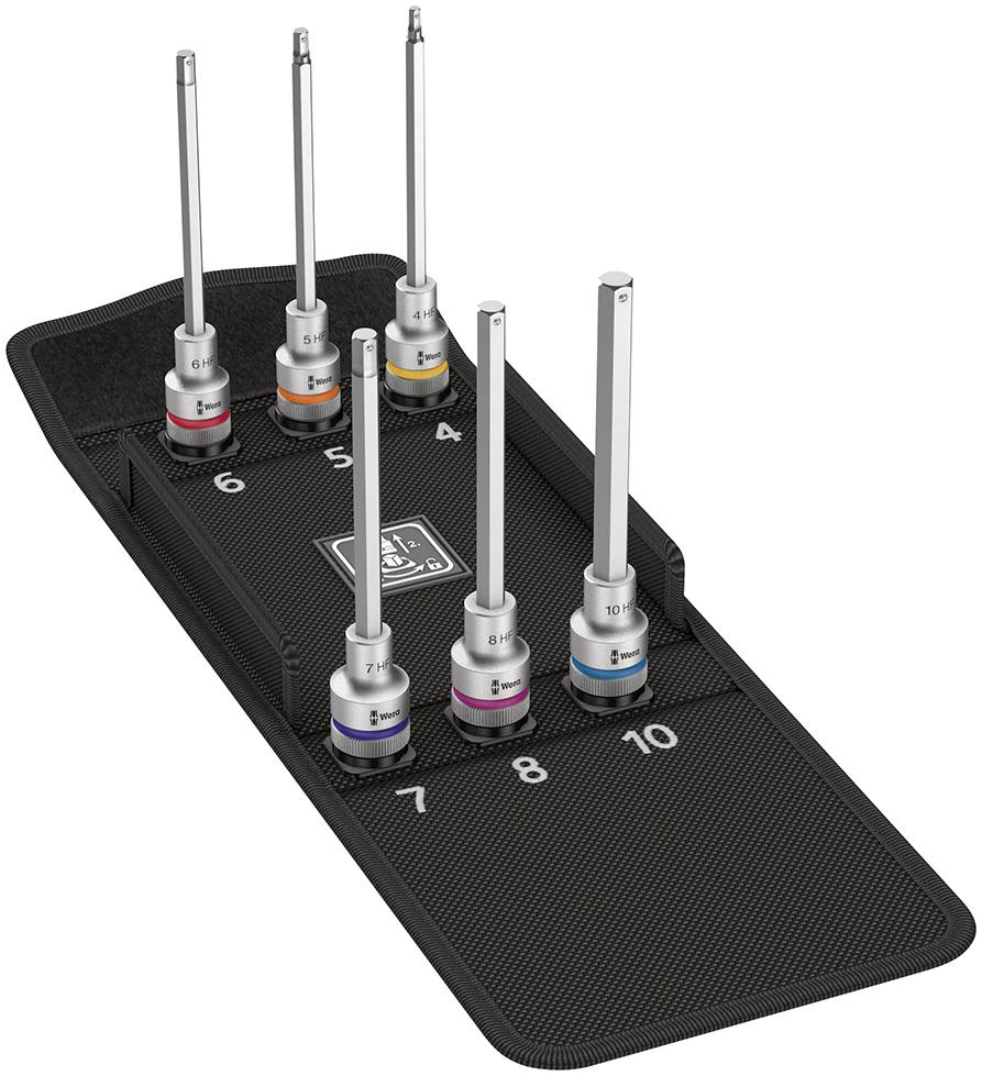 Schraubendrehereinsatz- Satz 1/2" Innensechskant lang mit Haltefunktion 6-teilig Wera