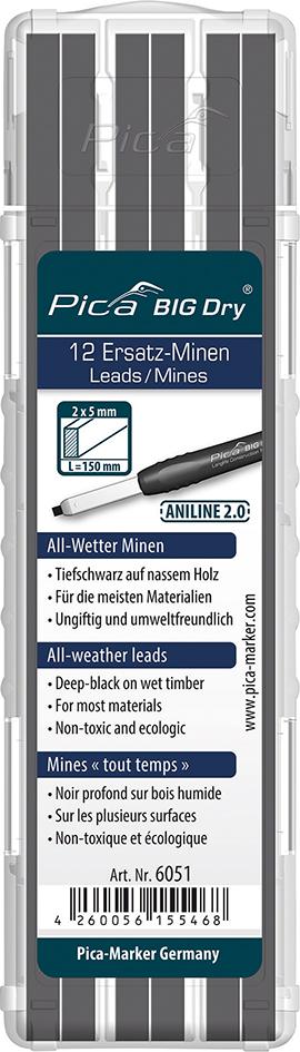 Minen-Set für Zimmermanns-Bleistift BIG Dry ANILINE2.0 Graphit Pica