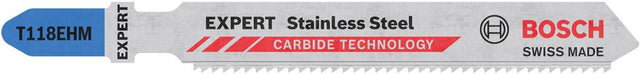 Stichsägeblatt EXPERT T 118 EHM Bosch VE à 3 Stück Stainless Steel, Sägeblatt, Stichsäge - 12700