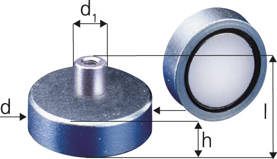 NdFeB-Flachgreif. m.Gew. 13 x 4,5 / 11,5mm Beloh, Flachgreifer-Magnet, Beloh - 9069