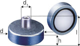 NdFeB-Flachgreif. m.Gew. 20 x 6,0 / 13,0mm Beloh, Flachgreifer-Magnet, Beloh - 9073