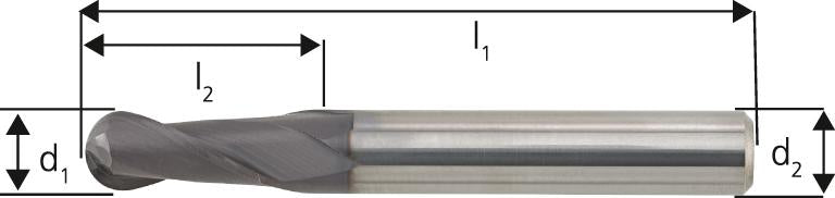 Radiusfräser WN VHM TiAlN 12,0mm HA Z2 K