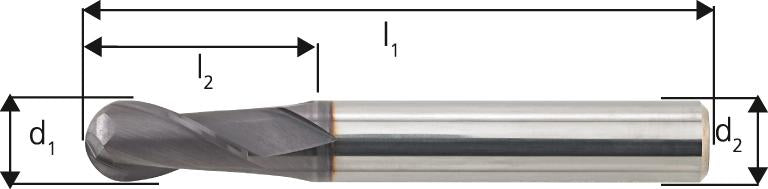 SL-Radiusfräser 6527 VHM TiALN 1,0mm Z 2 HA