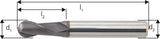 SL-Radiusfräser 6527 VHM TiALN 1,0mm Z 2 HA