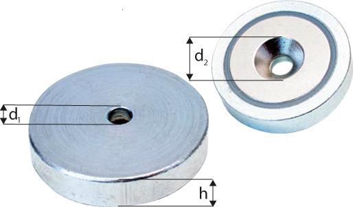 NdFeB-Flachgreif. m.Bohr.25 x 7,0mm Beloh, Flachgreifer-Magnet, Beloh - 9113