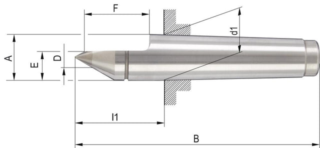 Körnersp. fest halb MK 2 HM-Spitze Röhm, Röhm, Zentrierspitze - 4238