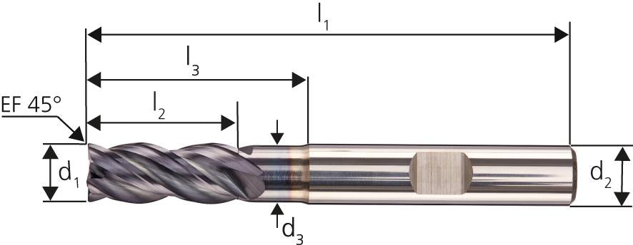 VHM HPC STEEL Fräser D6527L 8,00 Z4 Carapace