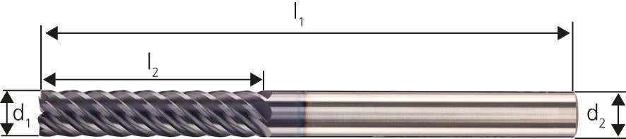 Schaftfräser extralang VHM AlTiN+ Z6 45° 8mm