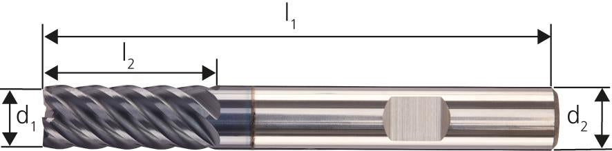 Schaftfräser lang VHM AlTiN+ Z6 45° Schaft HB 8,0mm