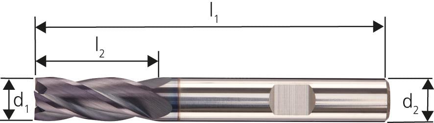 Schaftfräser DIN6527 VHM AlTiN+ Z4 30° Schaft HB 12mm