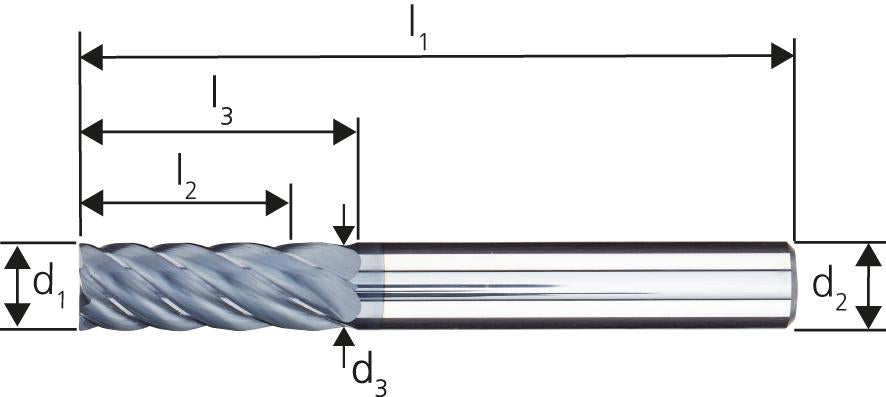 VHM Schaftfräser HPC 3mm D6527L Z4 SiTiAl Hart HA