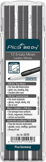 Minen-Set für Zimmermanns-Bleistift BIG Dry FORALL Bau Bau Graphit Pica