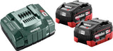 Akku-Starter Set LiHD 18,0 V 2 x 5,5 Ah Metabo Ladegerät ASC 145 metaBOX